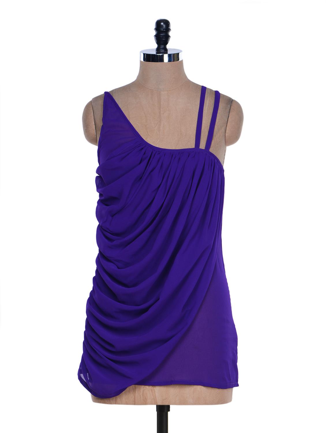 Bright Purple Gathered Top - M Expose