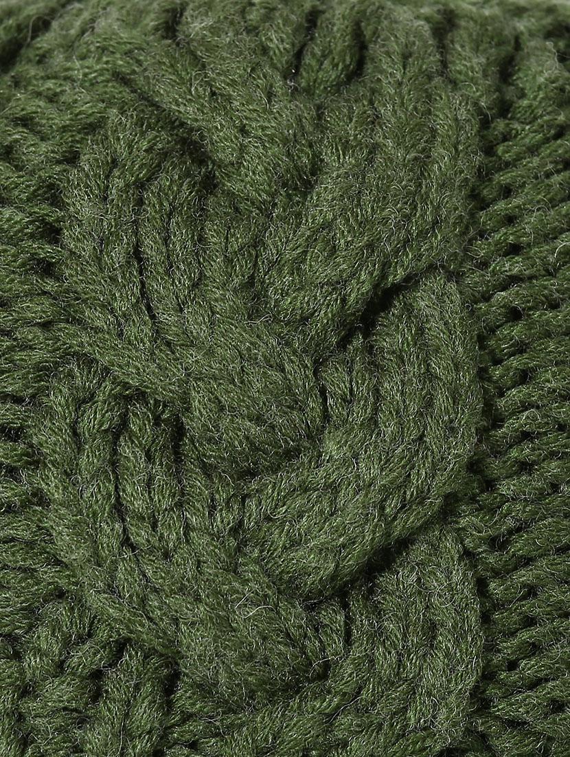 dark green knitted acrylic beanie cap - 9599818 - Zoom Image - 4