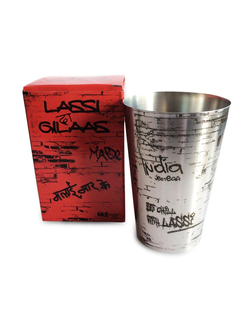 Set Of 2 Silver Designed Stainless Steel 450 Ml Glass - By
