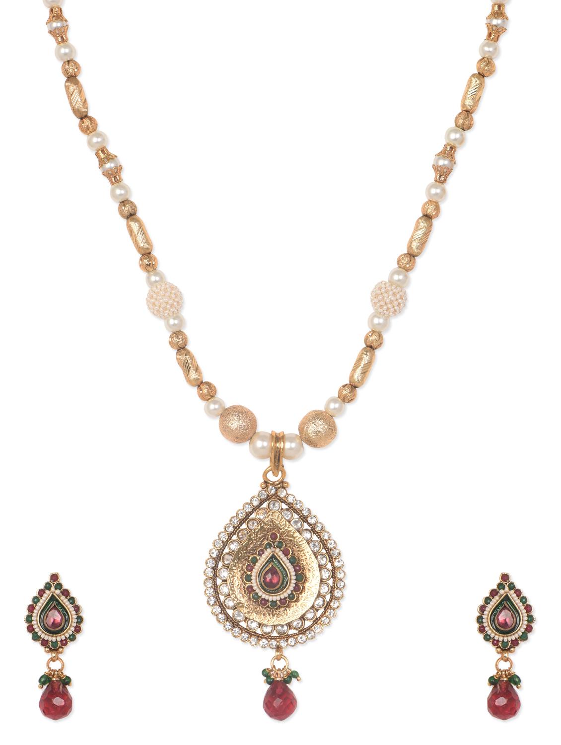 Gold Plated Teardrop Necklace Set - Blinglane