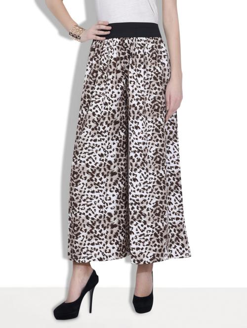white printed polycrepe palazzo - 9633940 - Very Small Image - 1
