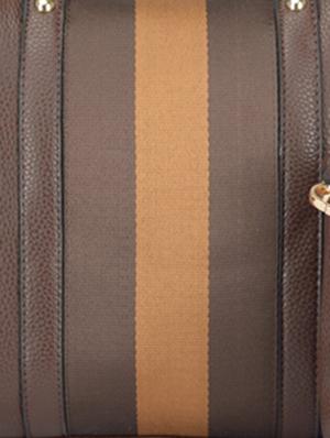 brown leatherette striped handbag - 9634085 - Standard Image - 4