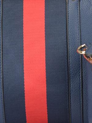 blue leatherette striped handbag - 9634088 - Standard Image - 4
