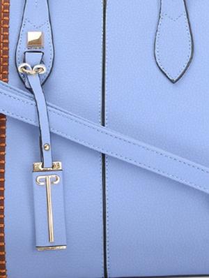 blue leatherette striped handbag - 9634094 - Standard Image - 4