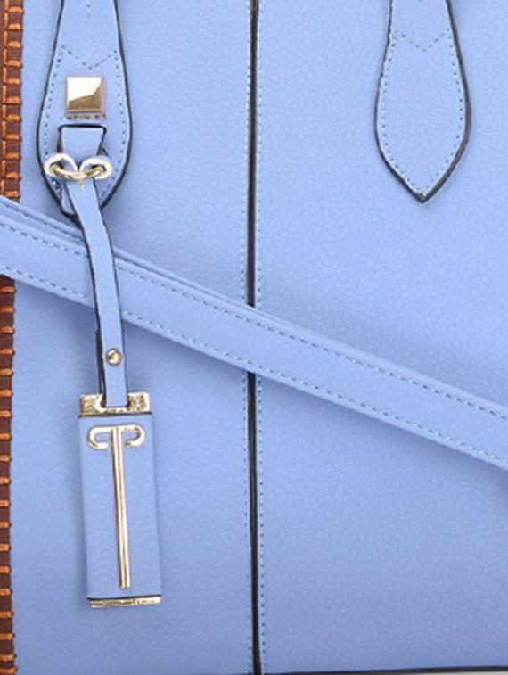 blue leatherette striped handbag - 9634094 - Zoom Image - 4