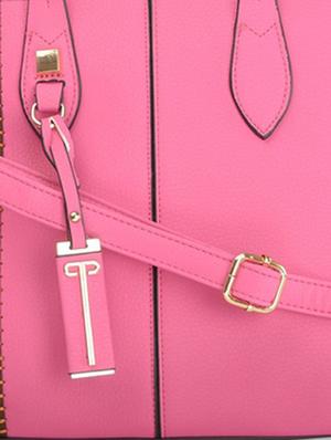 pink leatherette striped handbag - 9634099 - Standard Image - 4