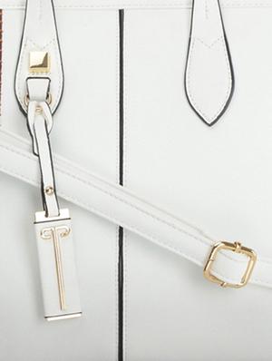 white leatherette striped handbag - 9634101 - Standard Image - 4