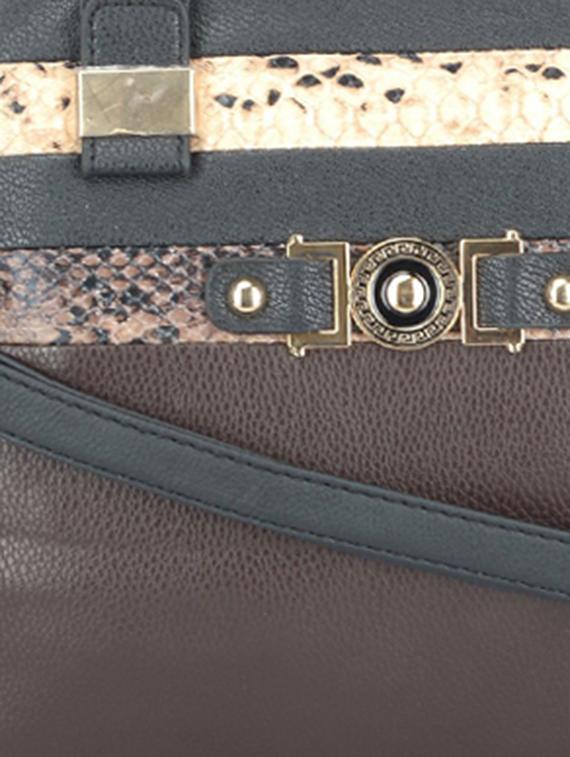 brown leatherette striped handbag - 9634112 - Zoom Image - 4