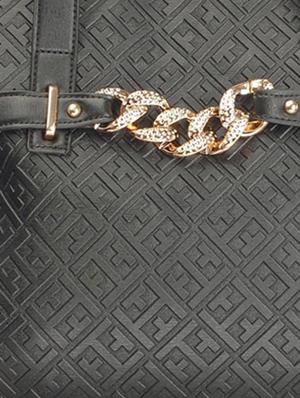 black leatherette studded handbag - 9634148 - Standard Image - 4