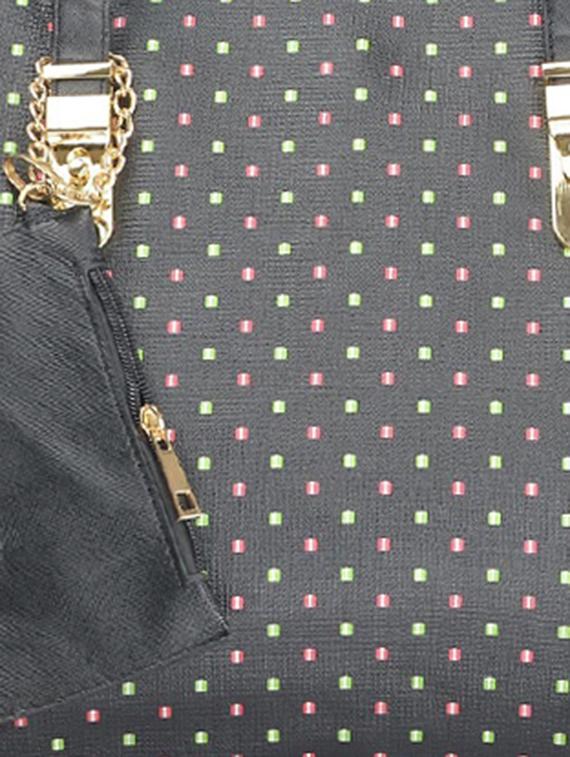 black leatherette polka dotted handbag - 9634153 - Zoom Image - 4