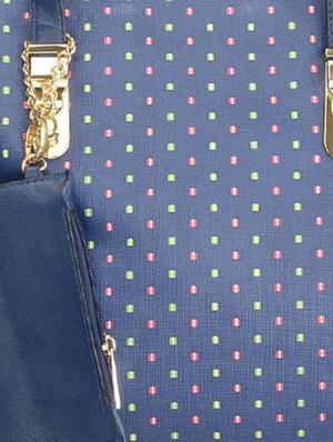 blue leatherette polka dotted handbag - 9634154 - Standard Image - 4