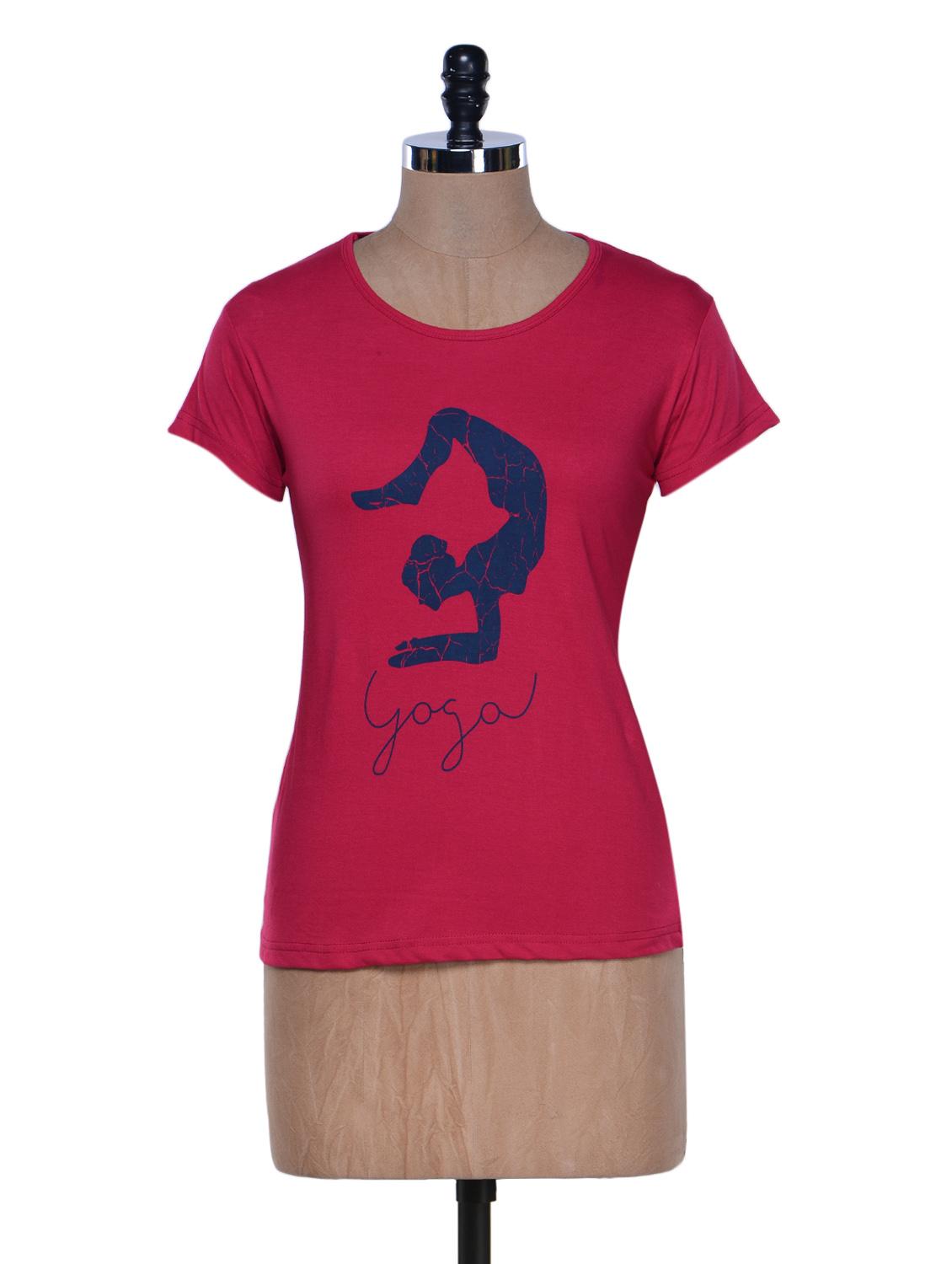 Dark Pink Half Sleeve Crew Neck T-shirt - Aloha