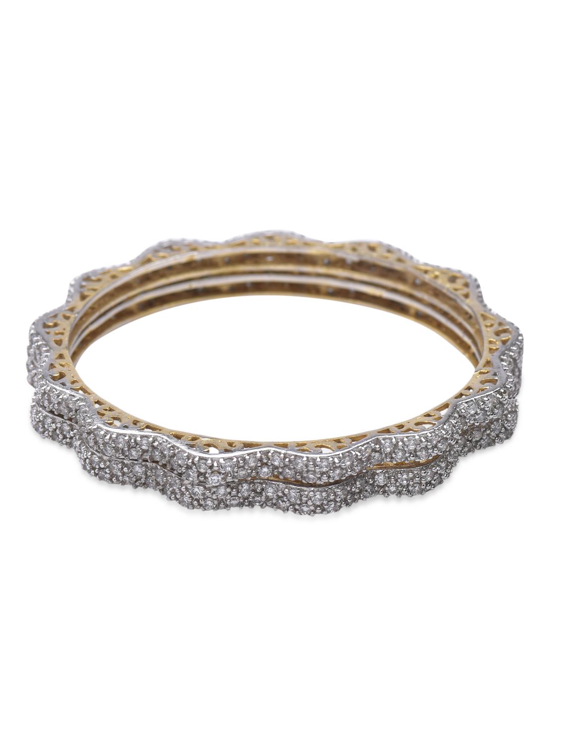 Gold Plated Embellished Bangles Set Of 2 - By