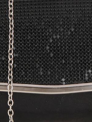 black leatherette embellished clutch - 9653870 - Standard Image - 4