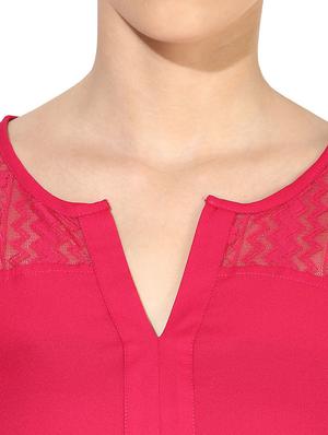 the vanca solid magenta lace detailed top - 9654076 - Standard Image - 4