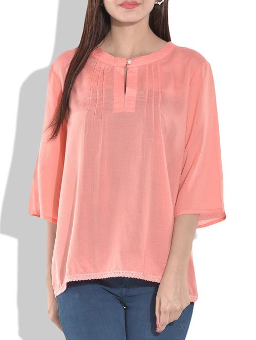 Solid peach rayon top - 9654574 - Standard Image - 1