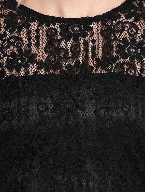 black half sleeved lace top - 9673007 - Zoom Image - 4