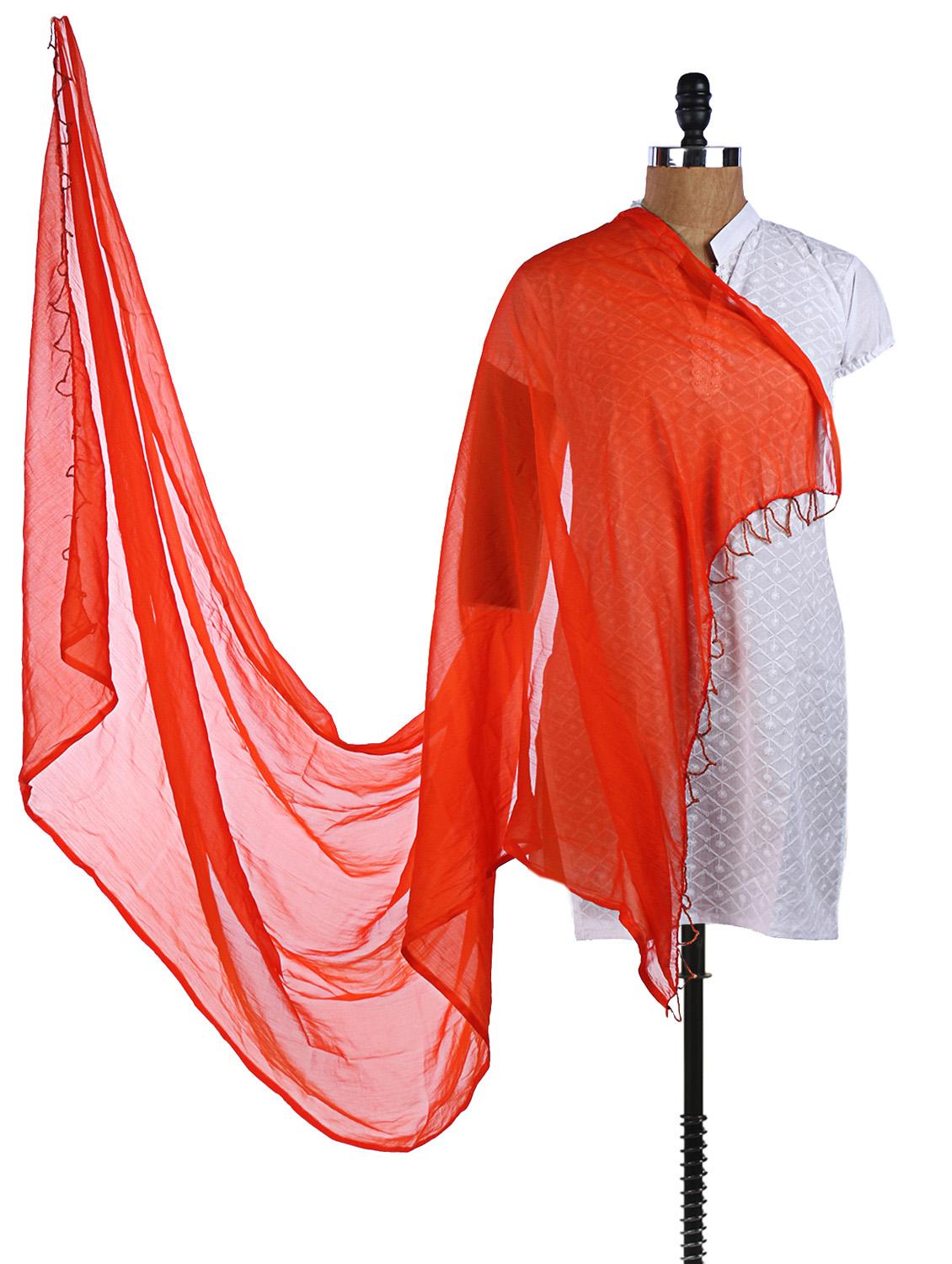 Orange Chiffon Plain Dupatta - Dupatta Bazaar