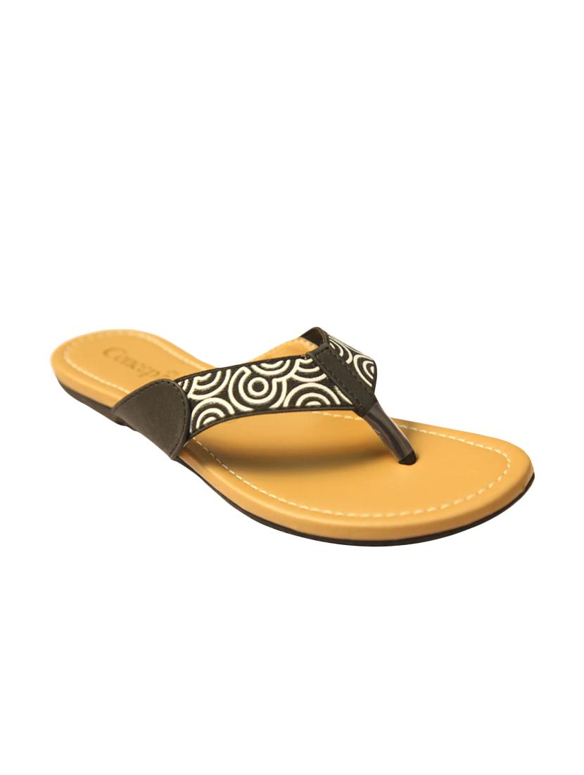 Black Faux Leather Toe Seperators Sandal - By - 9696002