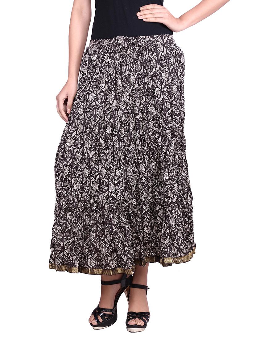 Monochrome Printed Cotton Maxi Skirt - By