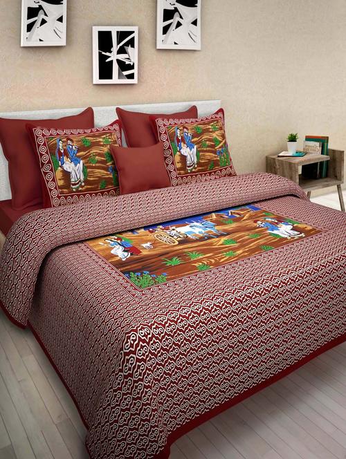 pure cotton jaipuri double bed sheet with 2 pillow cover - 9706277 - Standard Image - 1