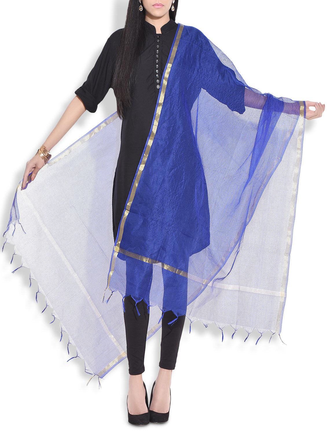 Royal Blue Kota Silk Dupatta - By