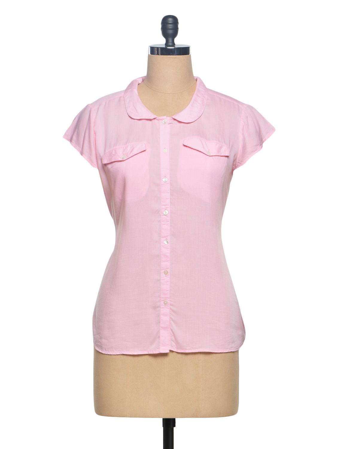 Pink Peterpan Collar Rayon Modal Shirt - Paprika