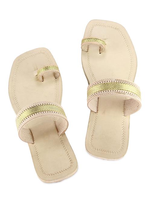 gold leather kolhapuri slides - 9729519 - Very Small Image - 1