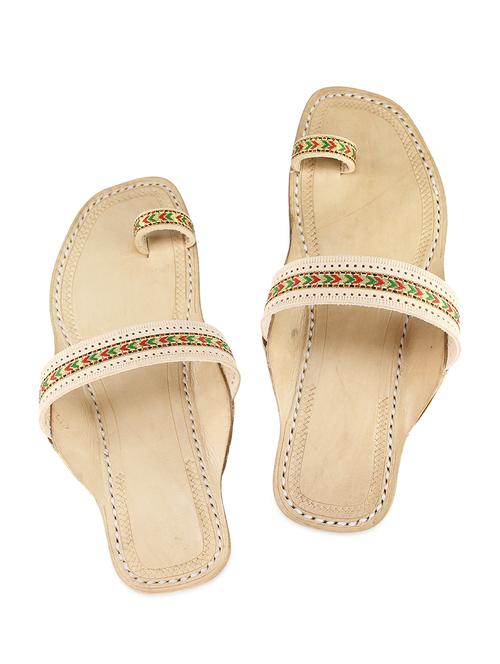 beige leather kolhapuri flats - 9729550 - Very Small Image - 1