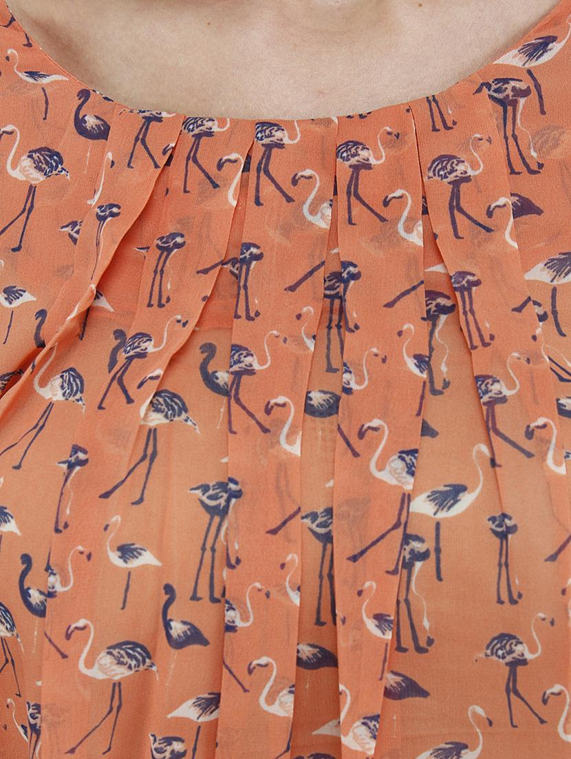 orange printed georgette top - 9737404 - Zoom Image - 4