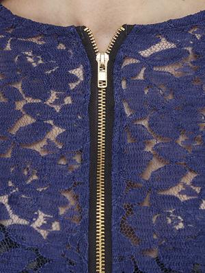 navy blue net laced crop jacket - 9737426 - Standard Image - 4