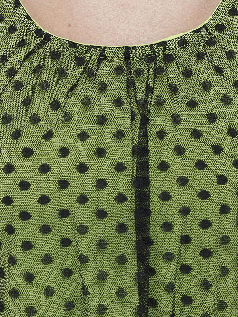 green and black georgette top - 9737437 - Zoom Image - 4