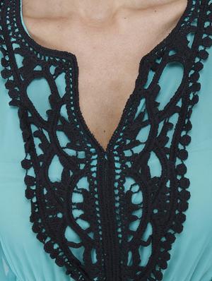 green georgette laced top - 9737454 - Standard Image - 4