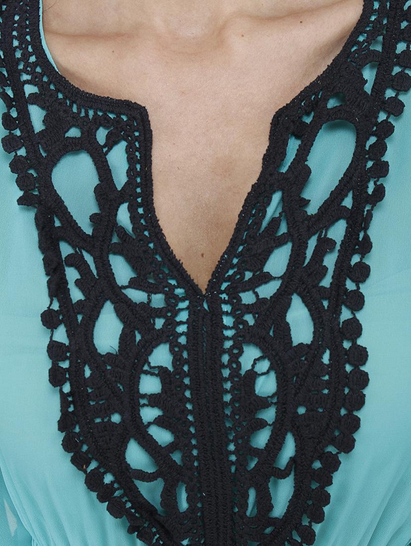 green georgette laced top - 9737454 - Zoom Image - 4