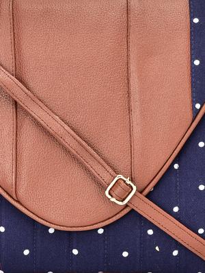 navy blue polka dotted textured sling bag - 9742770 - Standard Image - 4