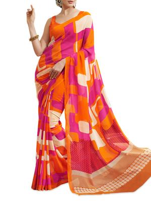 Chiffon Orange Saree
