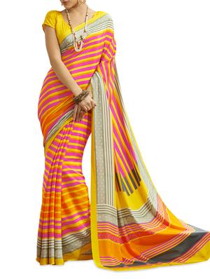 Chiffon Yellow Saree