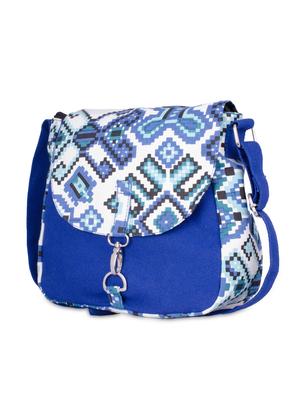 blue and white canvas printed slingbag - 9767196 - Standard Image - 4