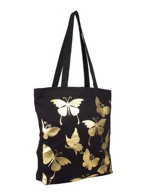 black and gold canvas printed shoulder bag - 9767220 - Standard Image - 4