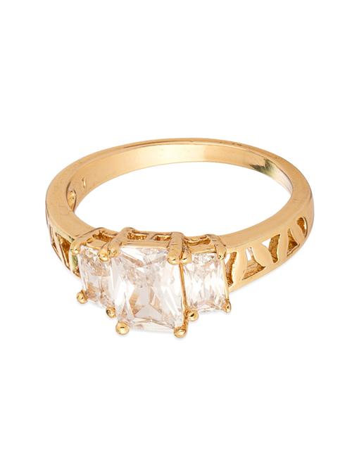 Cluster Ring On Yellow Gold Plating Studded With CZ Stones - Voylla
