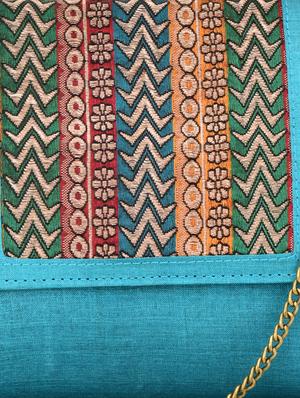aqua blue brocade silk clutch - 9792260 - Standard Image - 4