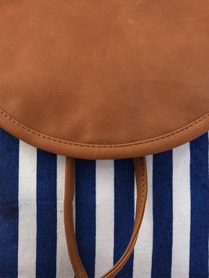 casual striped canvas sling bag (blue & tan) - 9805817 - Standard Image - 4