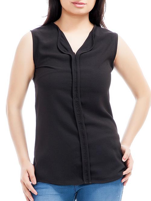 side slit sleeveless solid top - 9807103 - Standard Image - 1