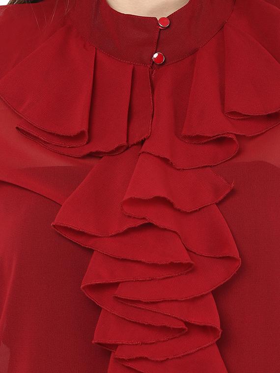 maroon Georgette shirt - 9811566 - Zoom Image - 4