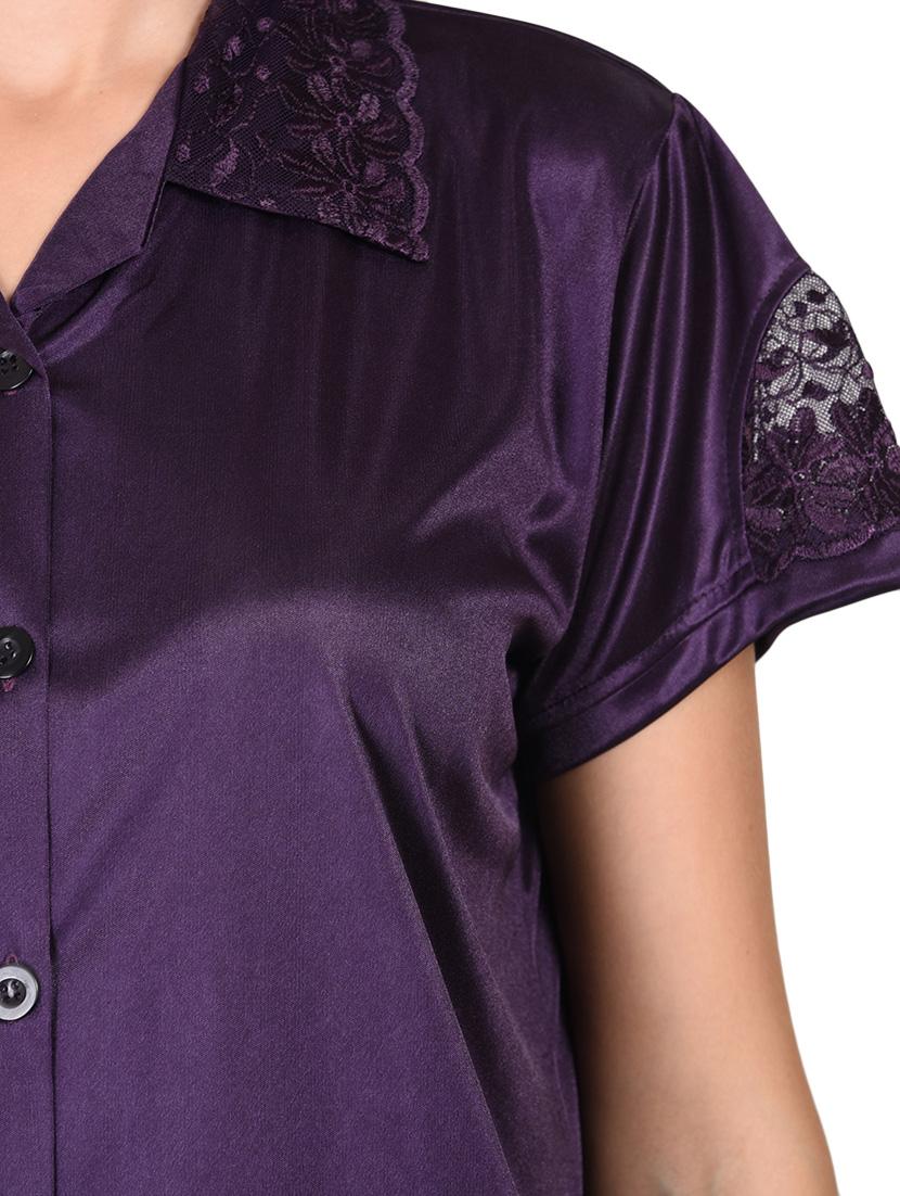 dark purple poly satin nightwear - 9813260 - Zoom Image - 4