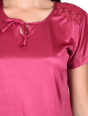 magenta poly satin nightwear - 9813267 - Standard Image - 4