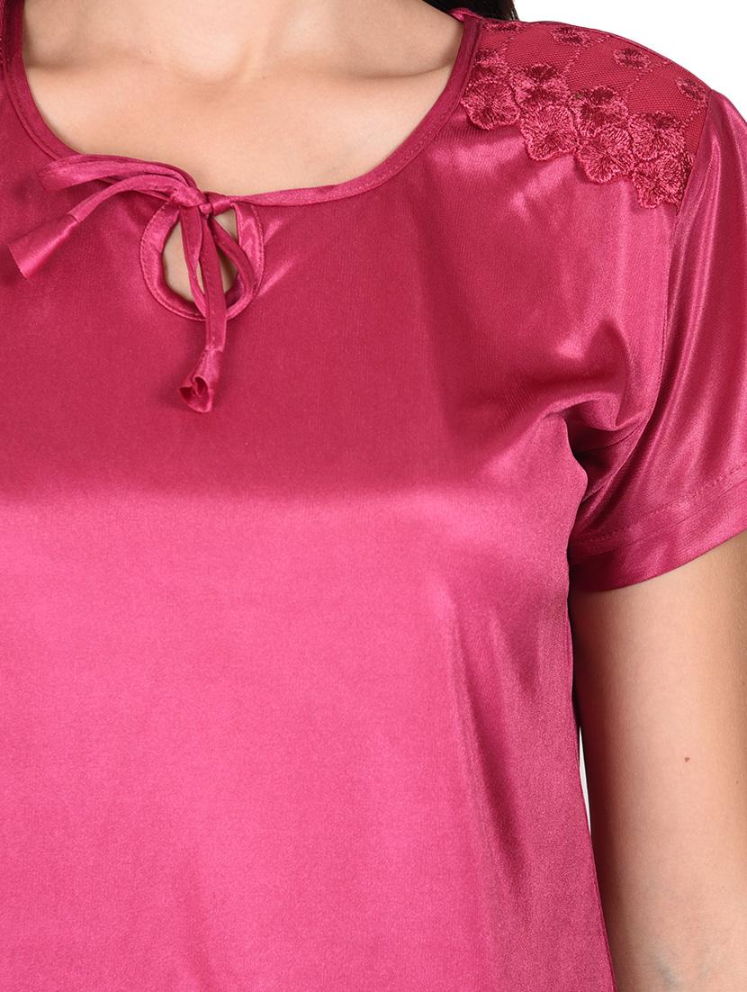 magenta poly satin nightwear - 9813267 - Zoom Image - 4