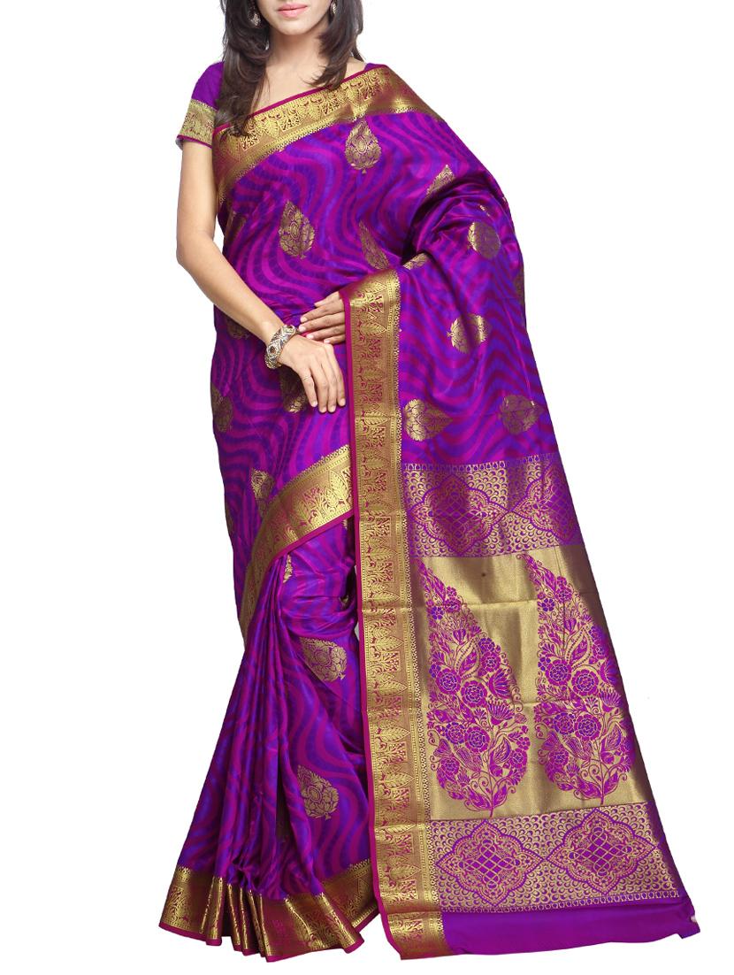 Purple Gold Silk Saree - By