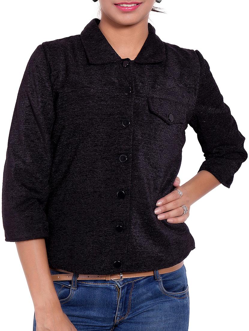 Black Jute Winter Coat - By