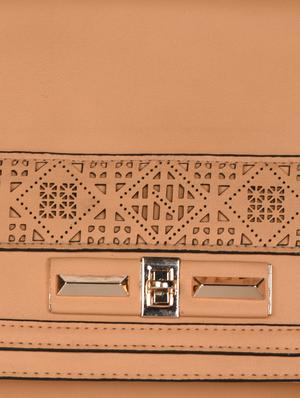 beige Leatherette Cut Work Clutch - 985217 - Standard Image - 4